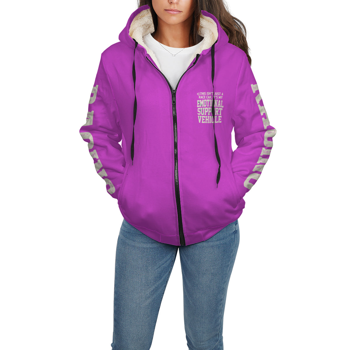 This isn't just a race car, it's my Emotional Support Vehicle Sherpa Jacket Pink