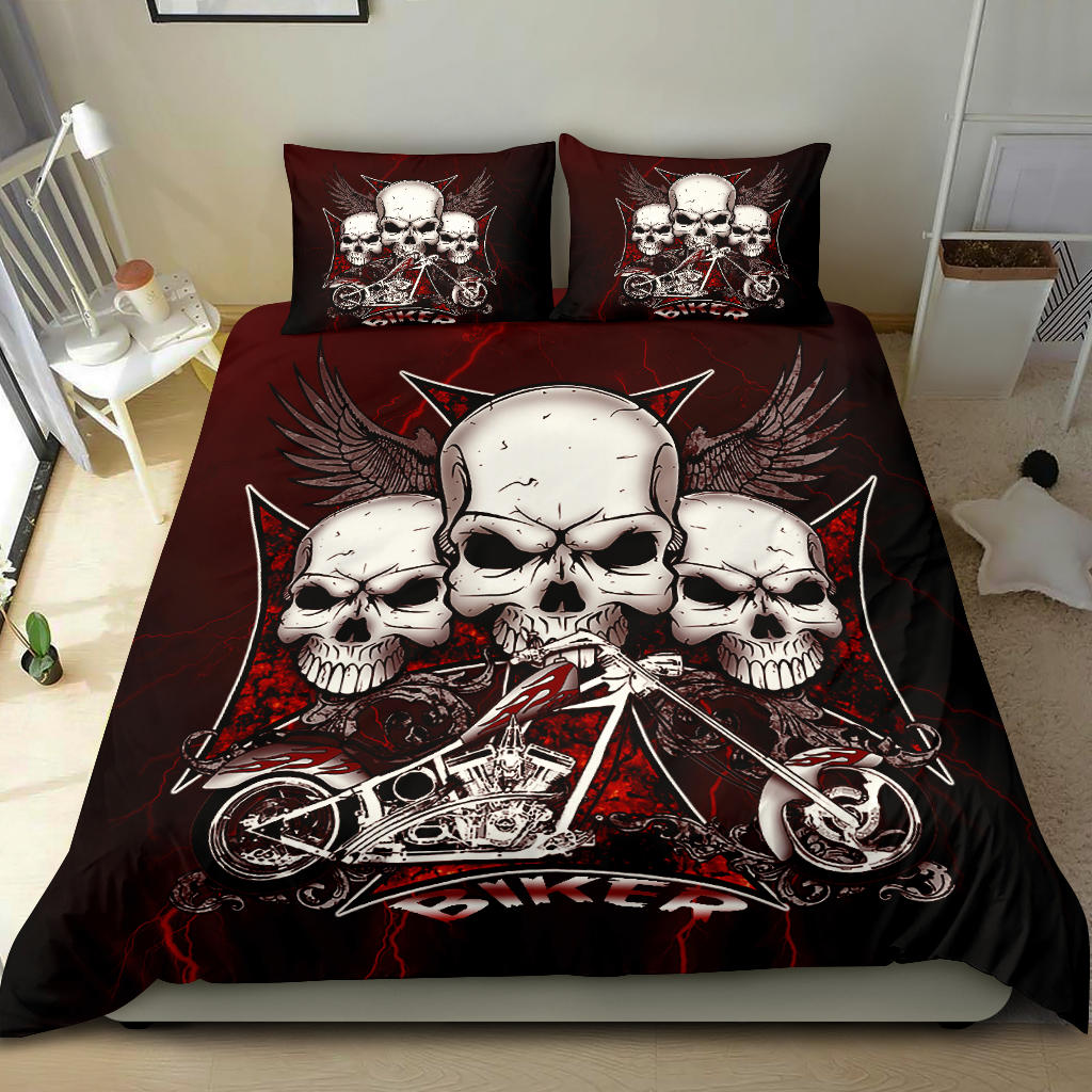 Thunder Skull Biker Bedding Set – Premium Custom Duvet Cover & Cases