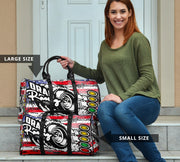 USA Drag Racing Travel Bag featuring waterproof material, patriotic motorsports graphics, padded handles, and an adjustable shoulder strap for track day organization.