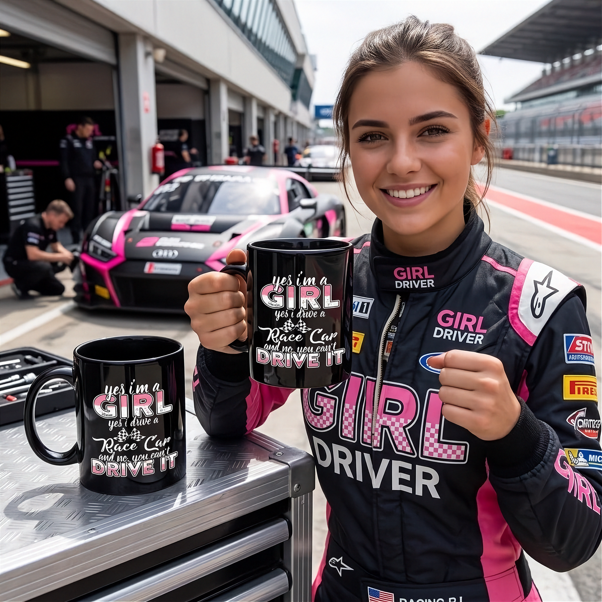 Yes I'm a Girl Yes I drive A Race Car And No you can't drive it Mug