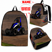 Custom non-wing sprint car racing backpack for kids back to school trackside gear bag.