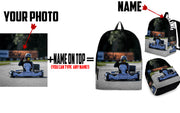 Custom personalized non-wing sprint car racing backpack for kids back to school trackside gear bag.