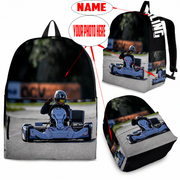 Custom personalized non-wing sprint car racing backpack for kids back to school trackside gear bag.