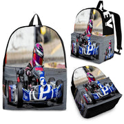 Custom personalized non-wing sprint car racing backpack for kids back to school trackside gear bag.