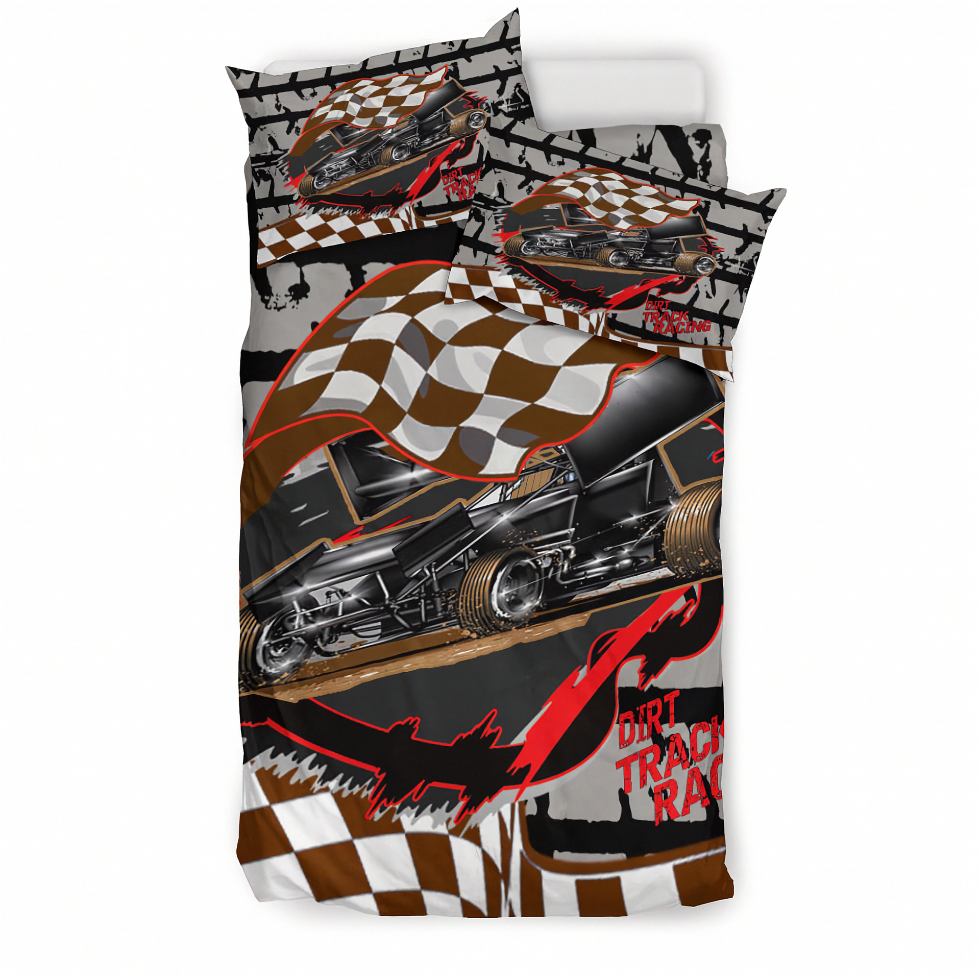 Dirt track racing bedding set sprint car duvet cover full color print