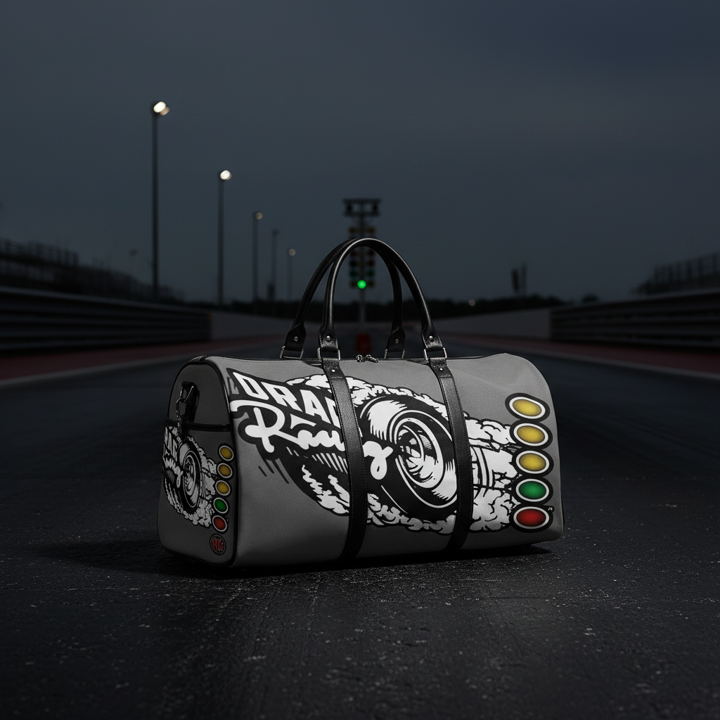 Drag Racing Grey Travel Bag Facebook Post