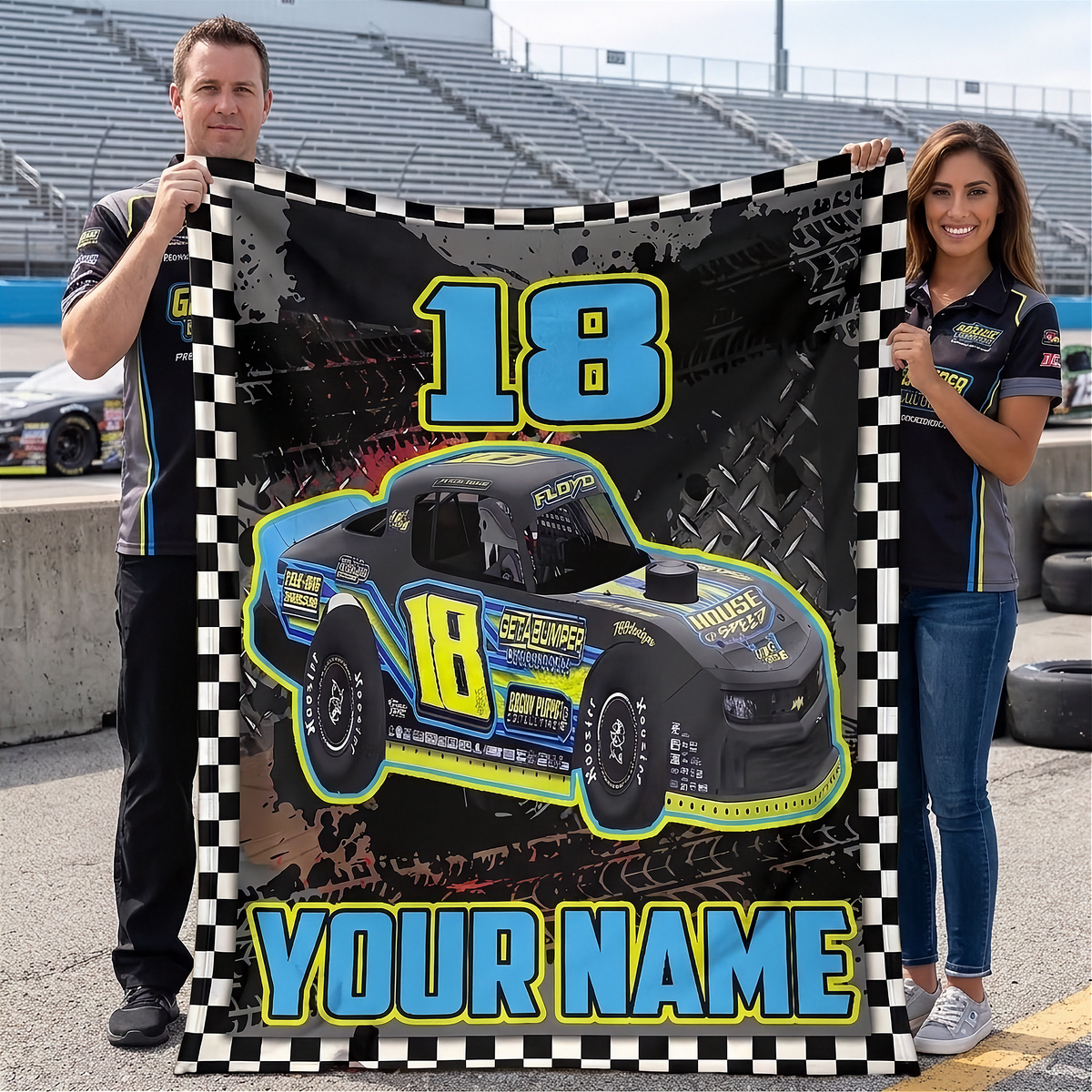 Personalized Street Stock Racing Blanket | Custom Photo, Name & Number | RIIMB