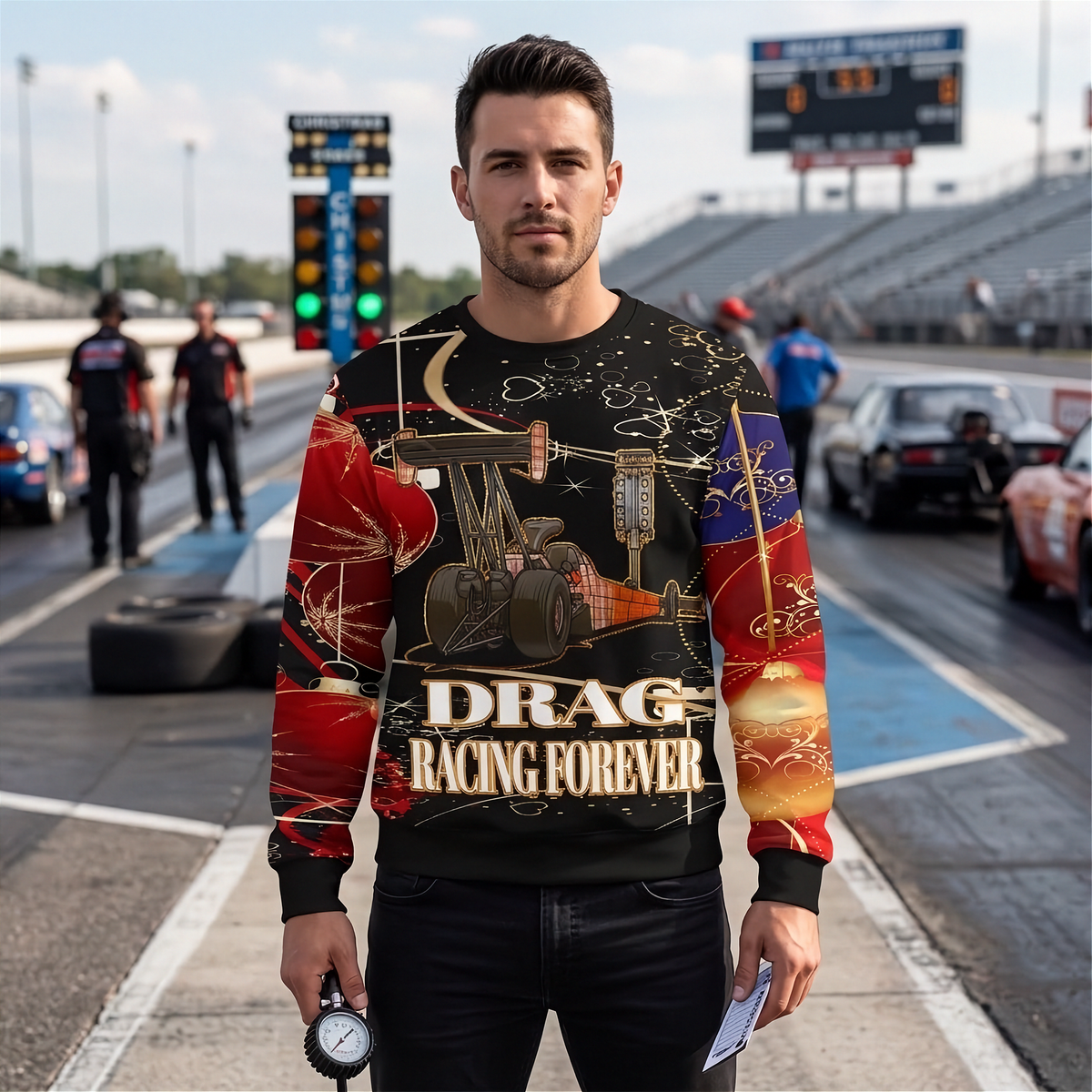 Dragster Men's Ugly Sweater V1 | Holiday Garage Talk | RIIMB