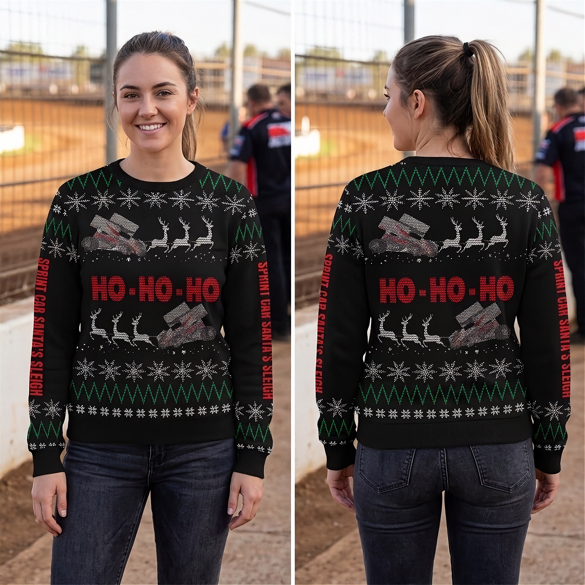 Sprint Car Racing Women's Ugly Sweater | Holiday Plans, Dirt Oval Priorities | RIIMB