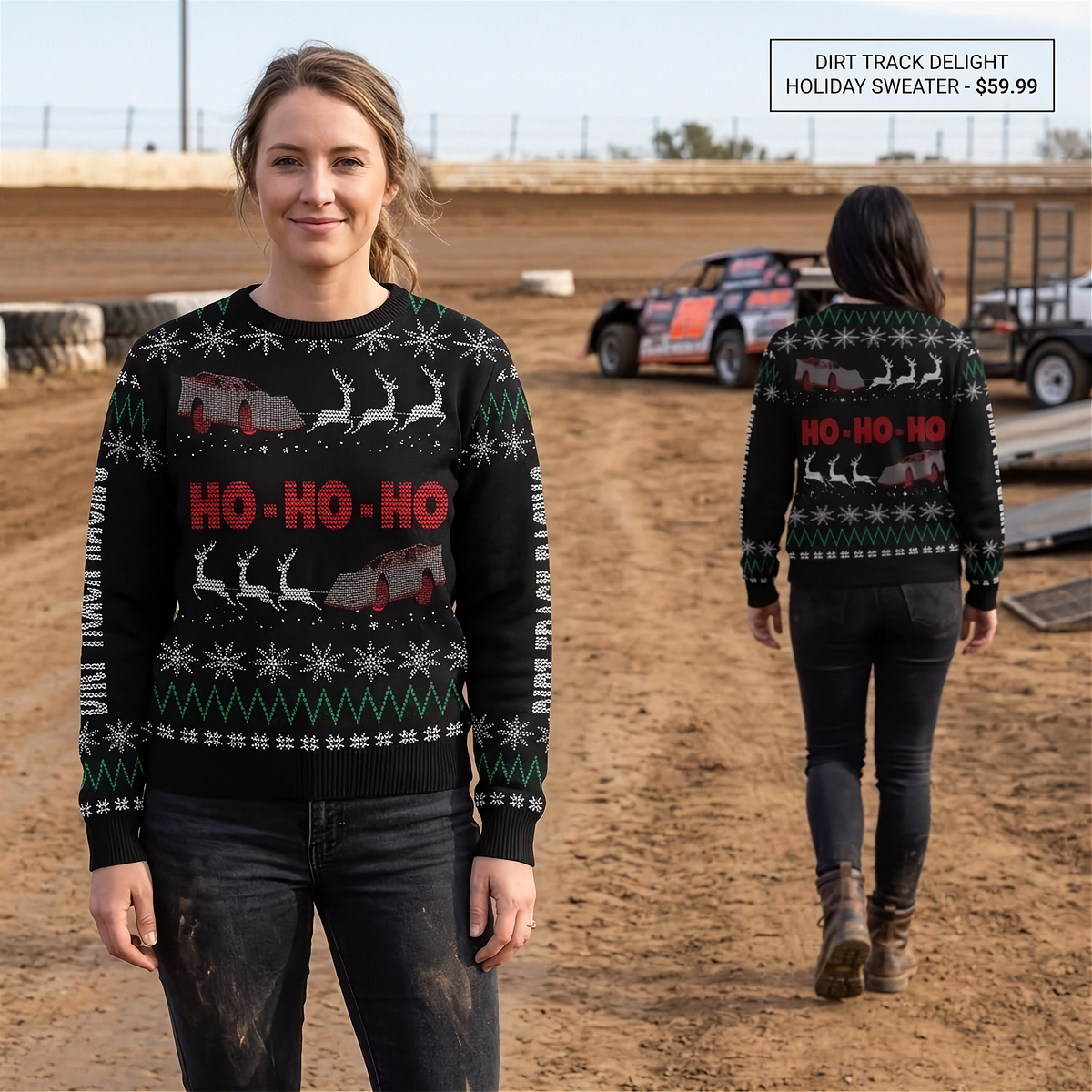 Late Model Women's Ugly Sweater | Pass the Race-Night Feeling On | RIIMB