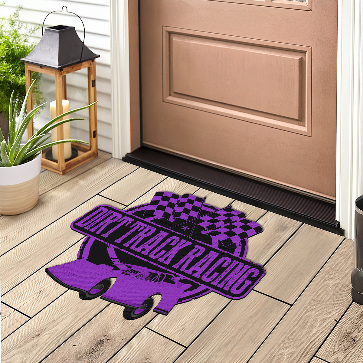 Violet & Black Late Model Door Mat | Shaped Dirt Track Decor | RIIMB