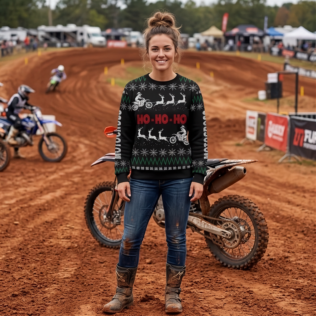 Motocross Women's Ugly Sweater | Festive With a Moto Twist | RIIMB