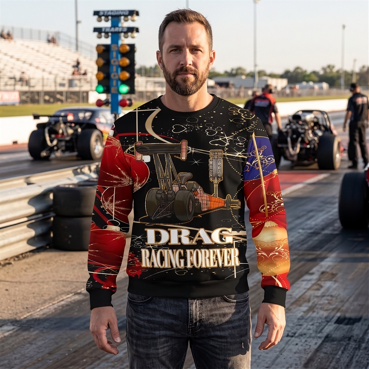 Dragster Men's Ugly Sweater V1 | Holiday Garage Talk | RIIMB