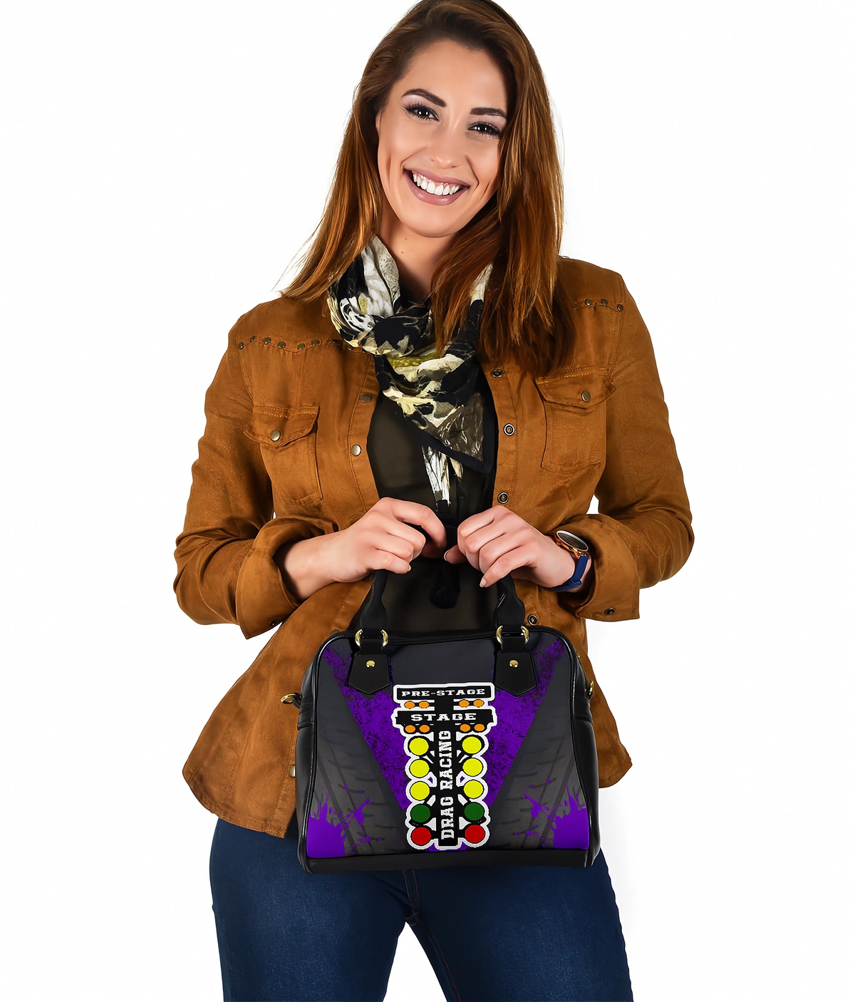 Purple Drag Racing Shoulder Handbag | Strip-Side Style | RIIMB