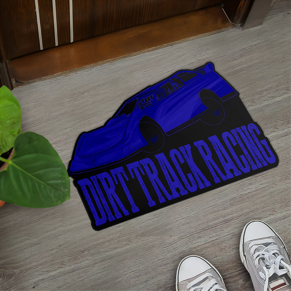Blue Late Model Door Mat | Shaped Dirt Track Racing Design | RIIMB