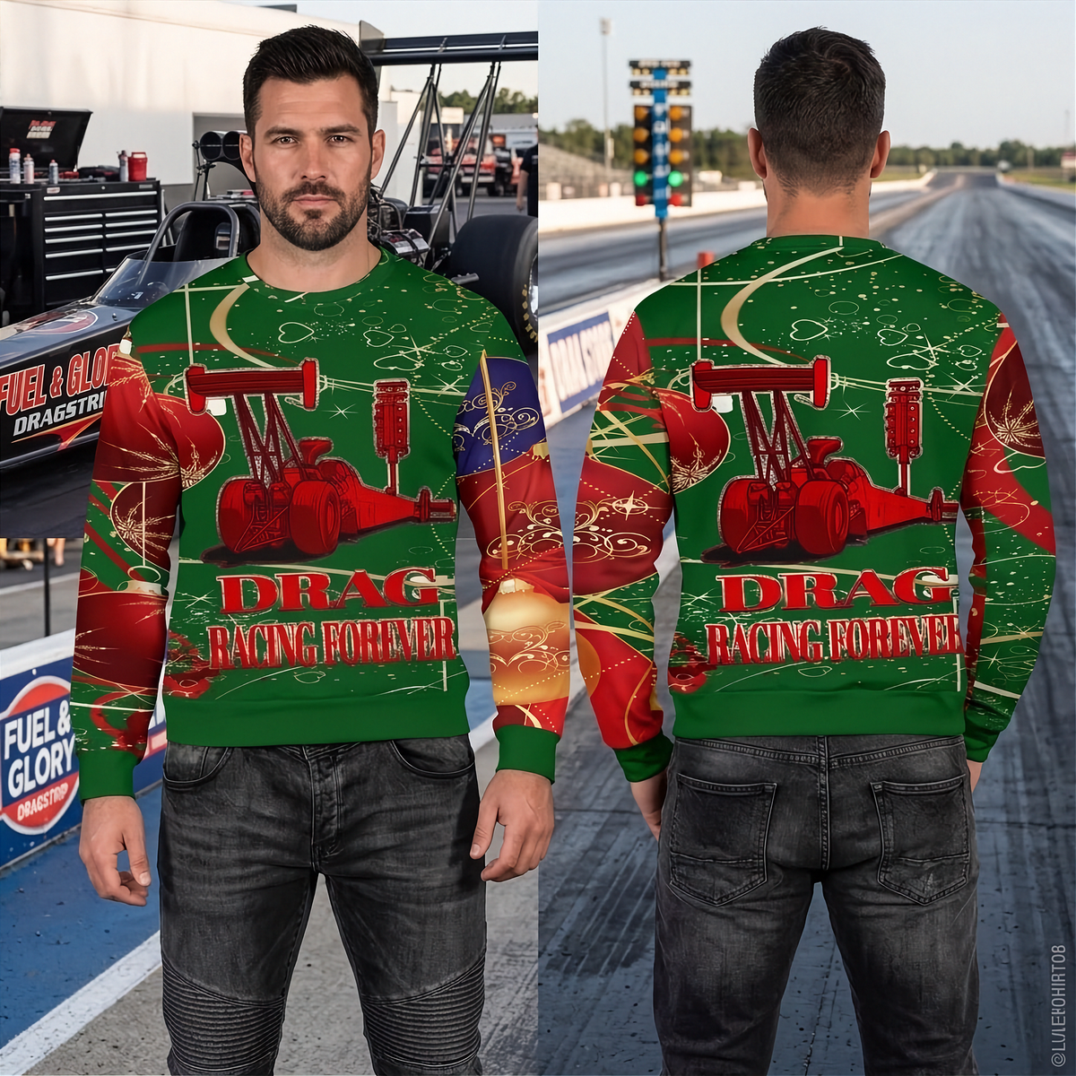 Dragster Men's Ugly Sweater V3 | The Time Slip Conversation | RIIMB