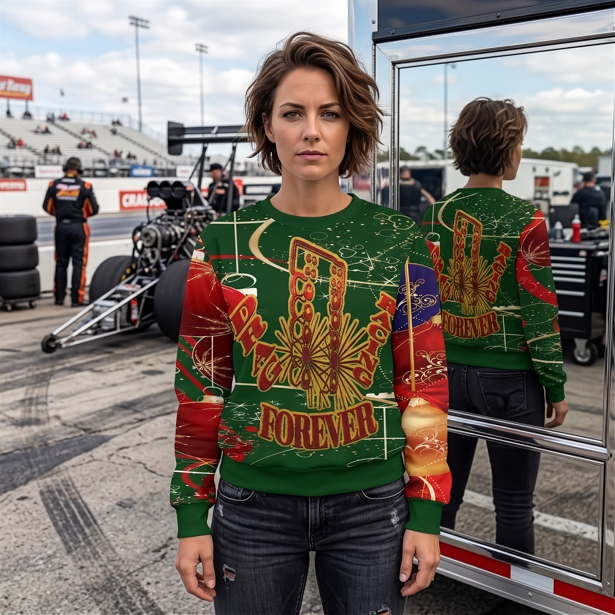 Drag Racing Women's Ugly Sweater | Race Family Reunion | RIIMB