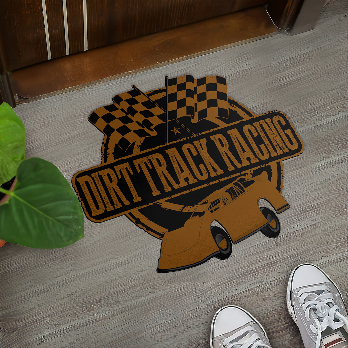 Gold & Black Late Model Door Mat | Shaped Dirt Track Design | RIIMB