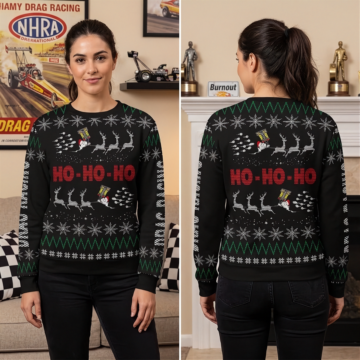 Drag Racing Women's Ugly Sweater | A Little Starting-Line Spark | RIIMB