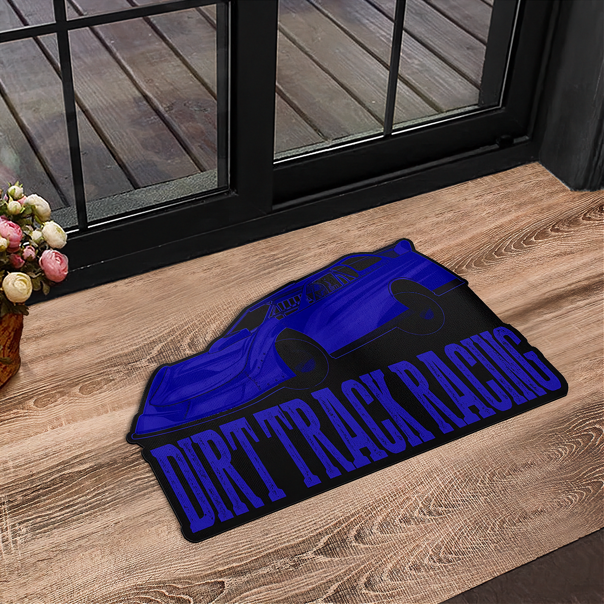 Blue Late Model Door Mat | Shaped Dirt Track Racing Design | RIIMB