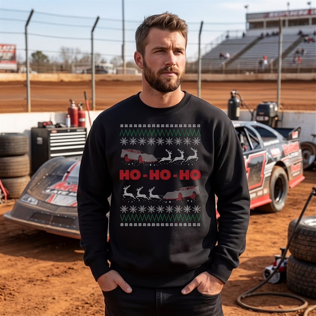 Dirt Track Late Model Ugly Sweater & Long Sleeves | One More Replay | RIIMB