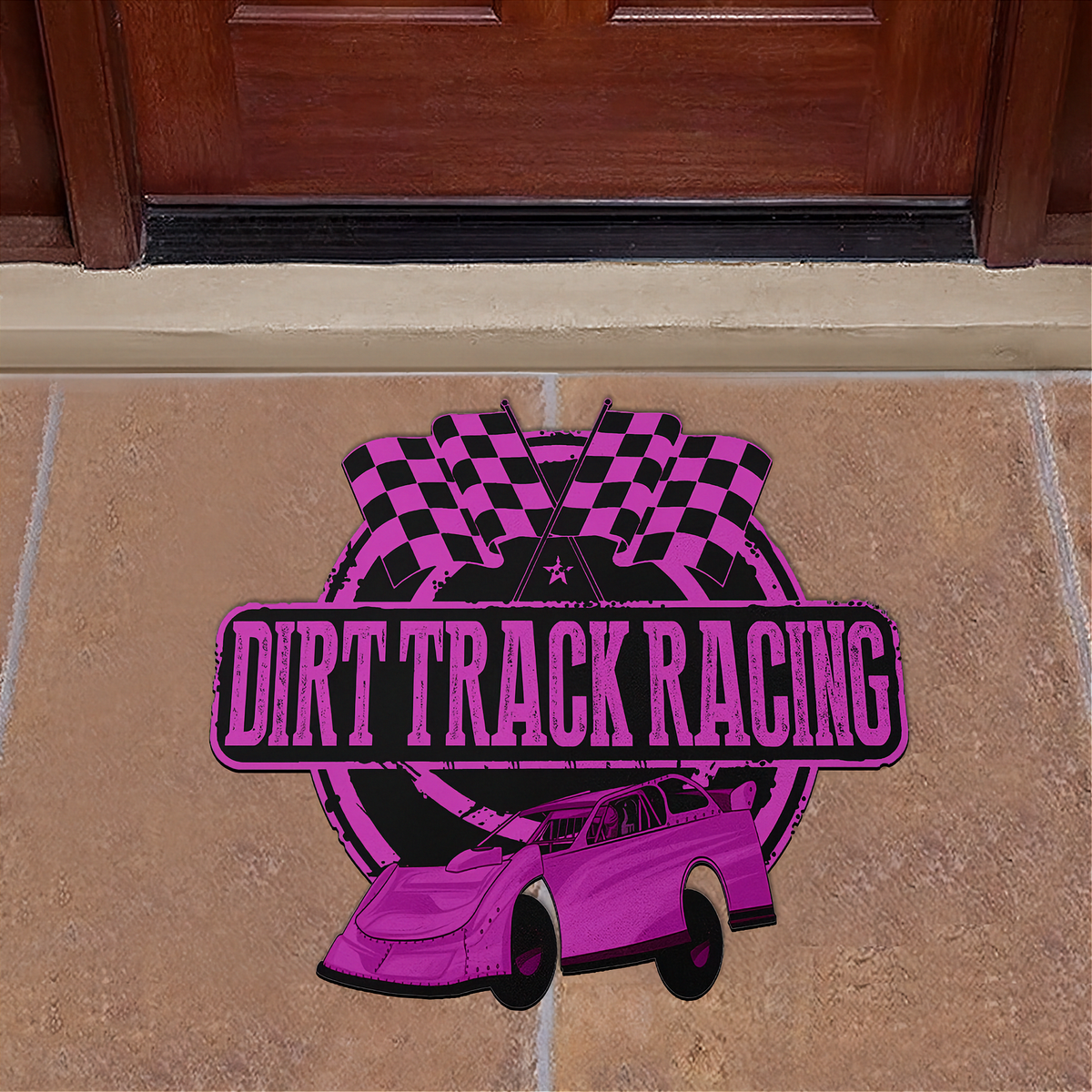 Purple & Black Late Model Door Mat | Shaped Racing Decor | RIIMB