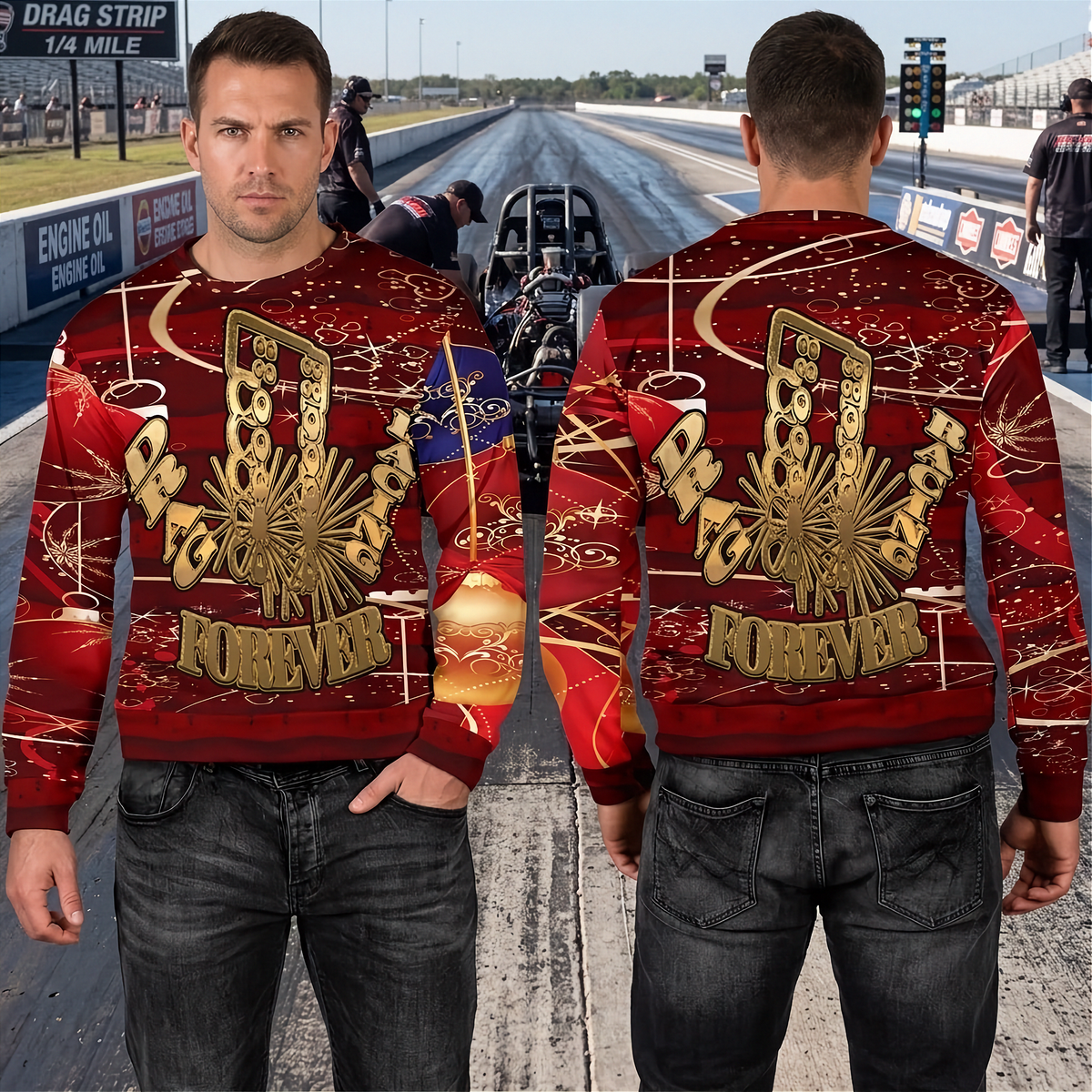 Drag Racing Men's Ugly Sweater V2 | Forever Means Every Season | RIIMB