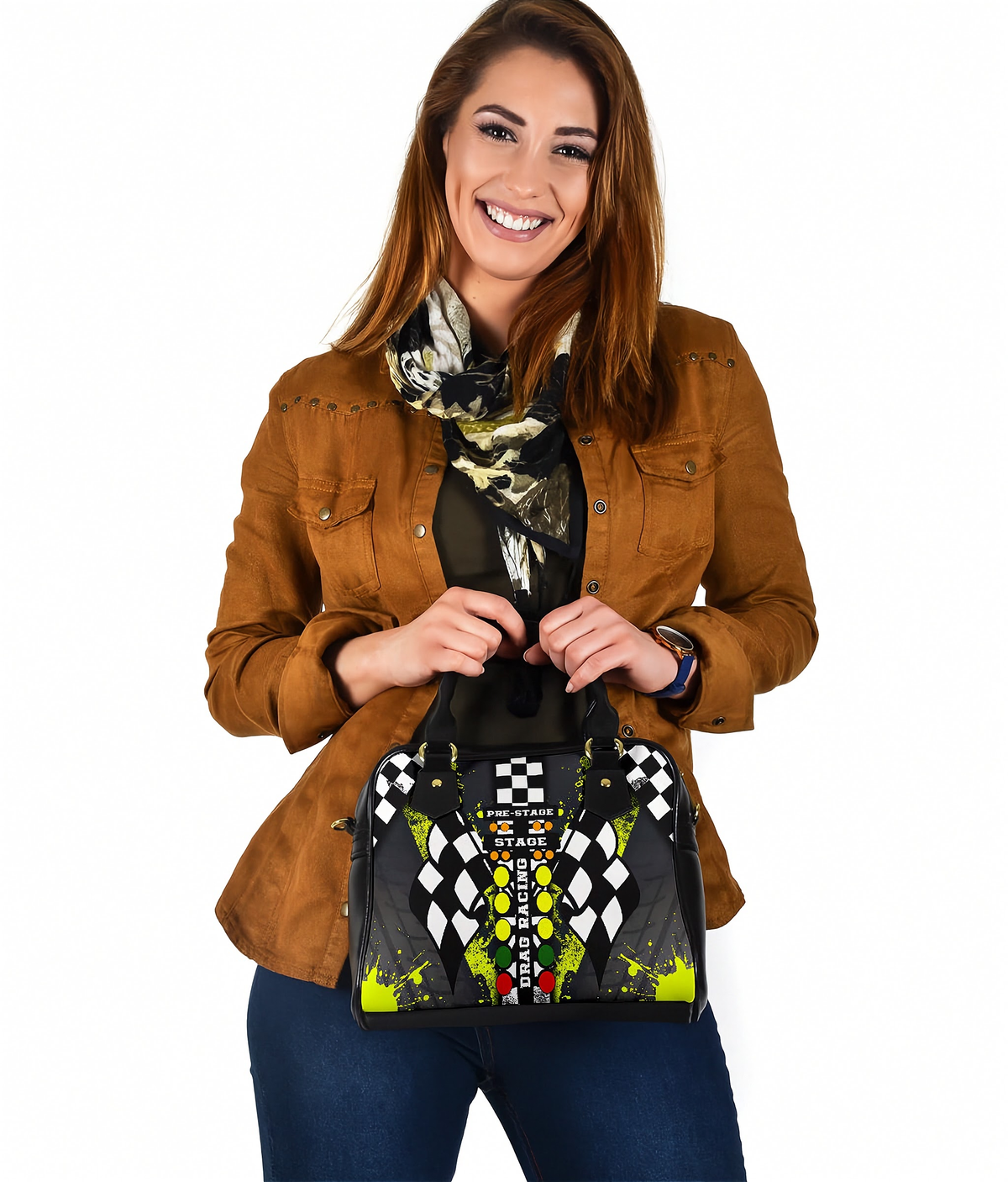 Yellow Drag Racing Shoulder Handbag | Weekend Wanderer Style | RIIMB