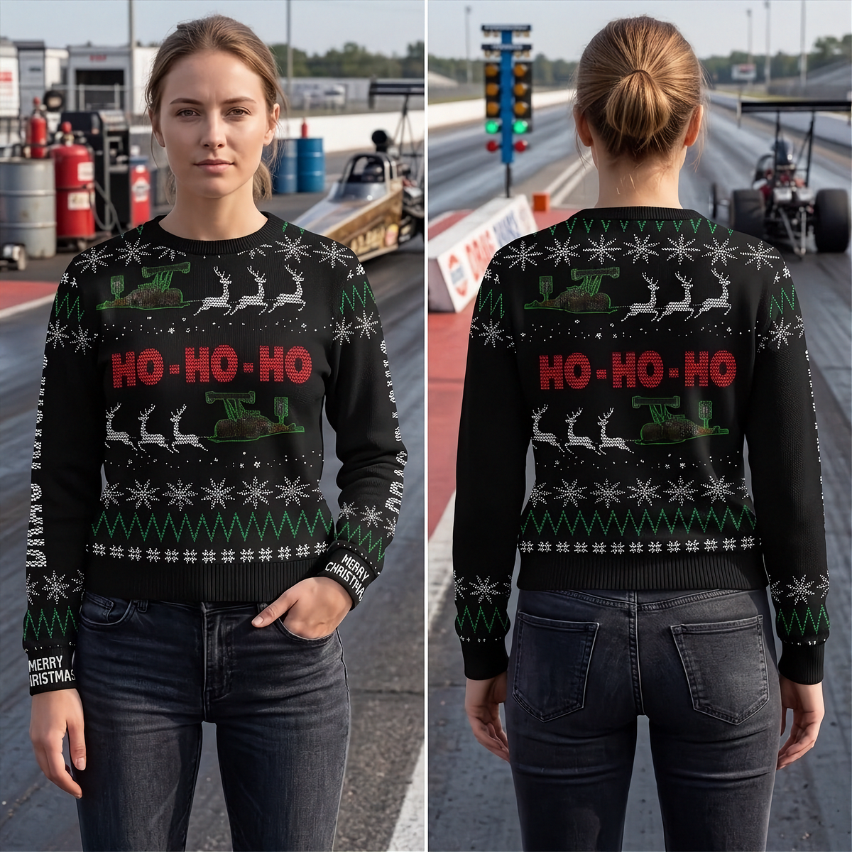 Dragster Women's Ugly Sweater | Personal Bests, Holiday Cheers | RIIMB