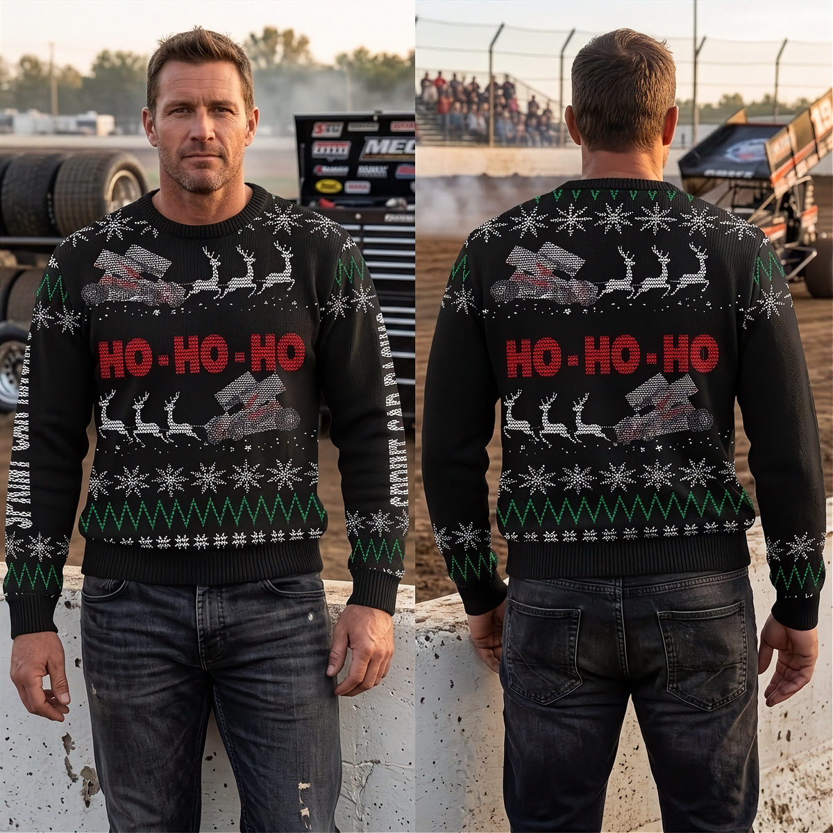 Sprint Car Racing Men's Ugly Sweater | Wings on the Wish List | RIIMB