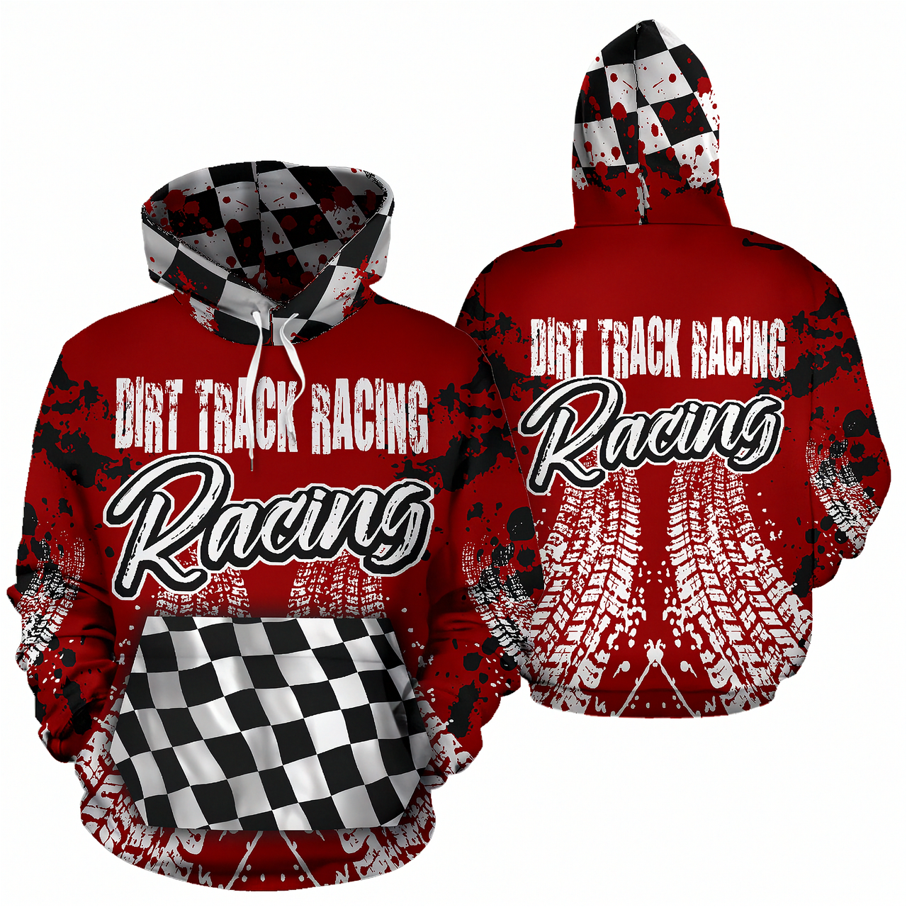 Dirt Track Racing All-Over Print Hoodie | Men's, Women's & Youth