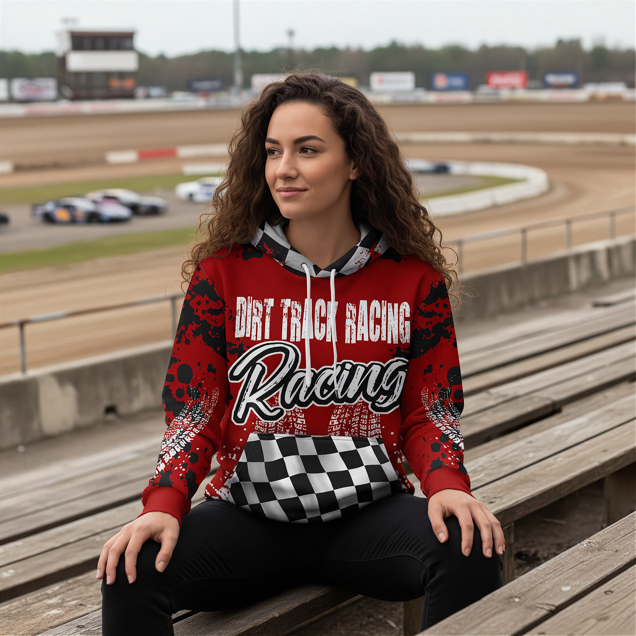 Dirt Track Racing All-Over Print Hoodie | Men's, Women's & Youth