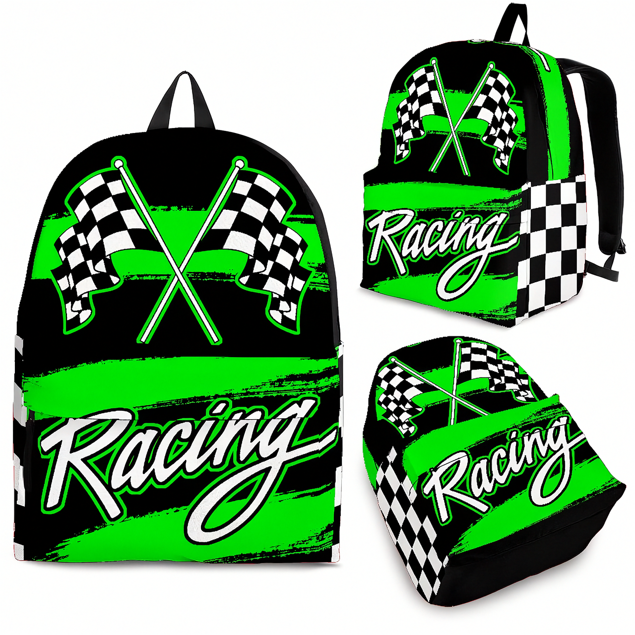 "Green Machine" Green Racing Backpack | Back to School Track Backpack for Racing Fans