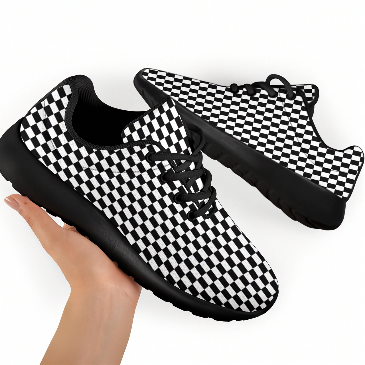 Racing Checkered Flag Sneakers Black
