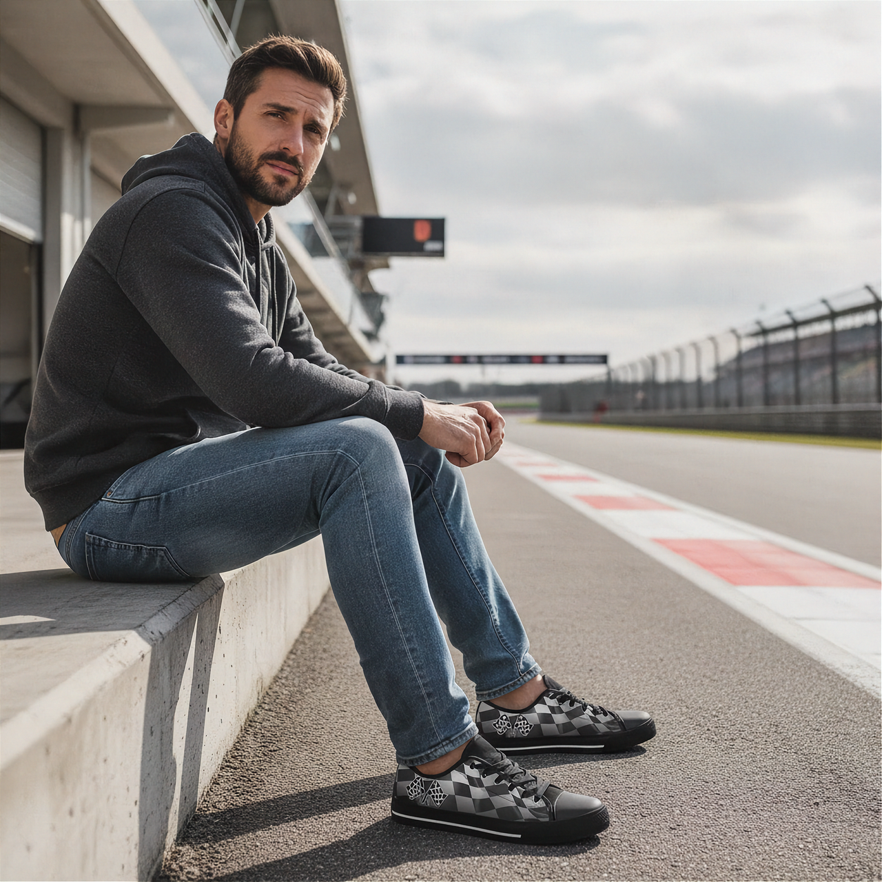 Racing Flag Low Top Shoes | Checkered Motorsport Sneakers | RIIMB
