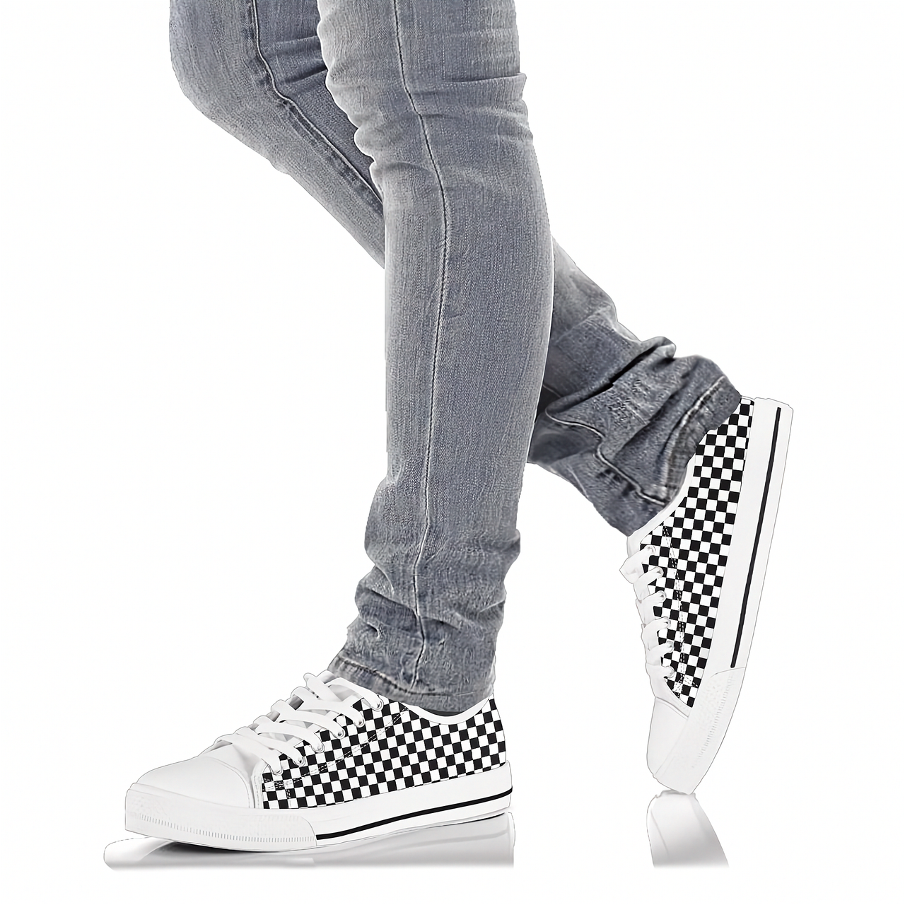 Racing Checkered Low Tops White