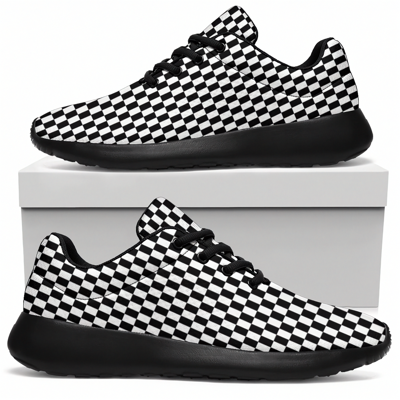 Racing Checkered Flag Sneakers Black