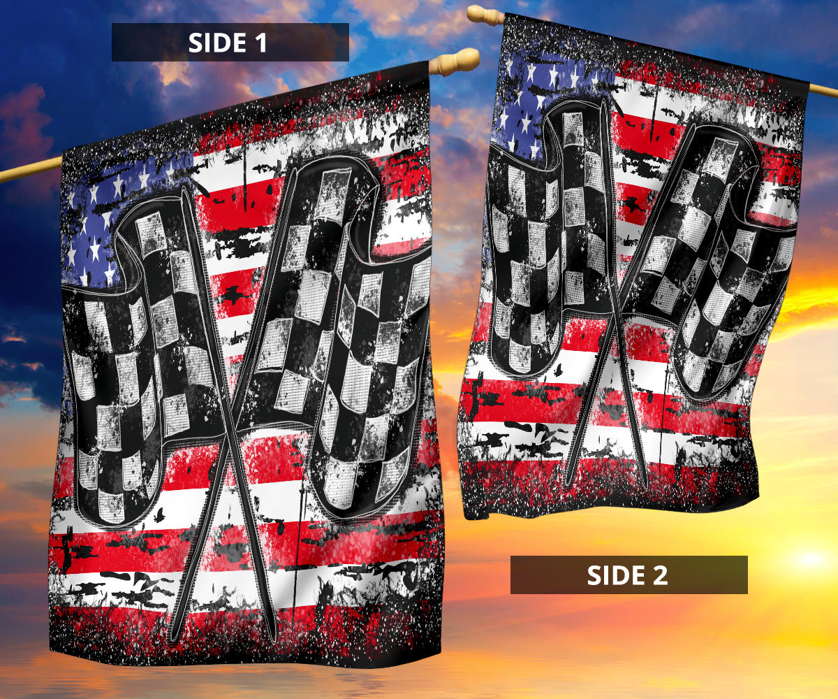 Racing Checkered USA Flag