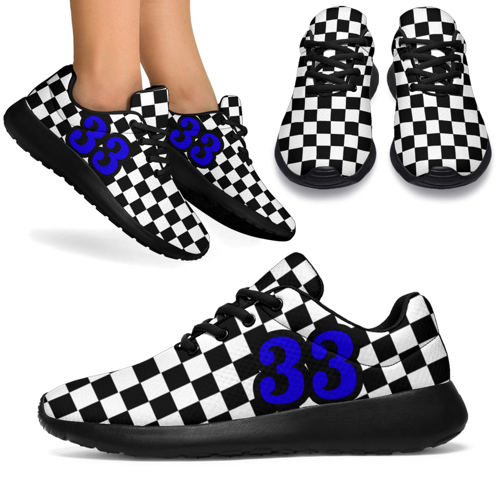 custom racing sneakers number 33 blue