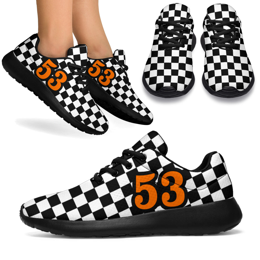 custom racing sneakers number 53 orange