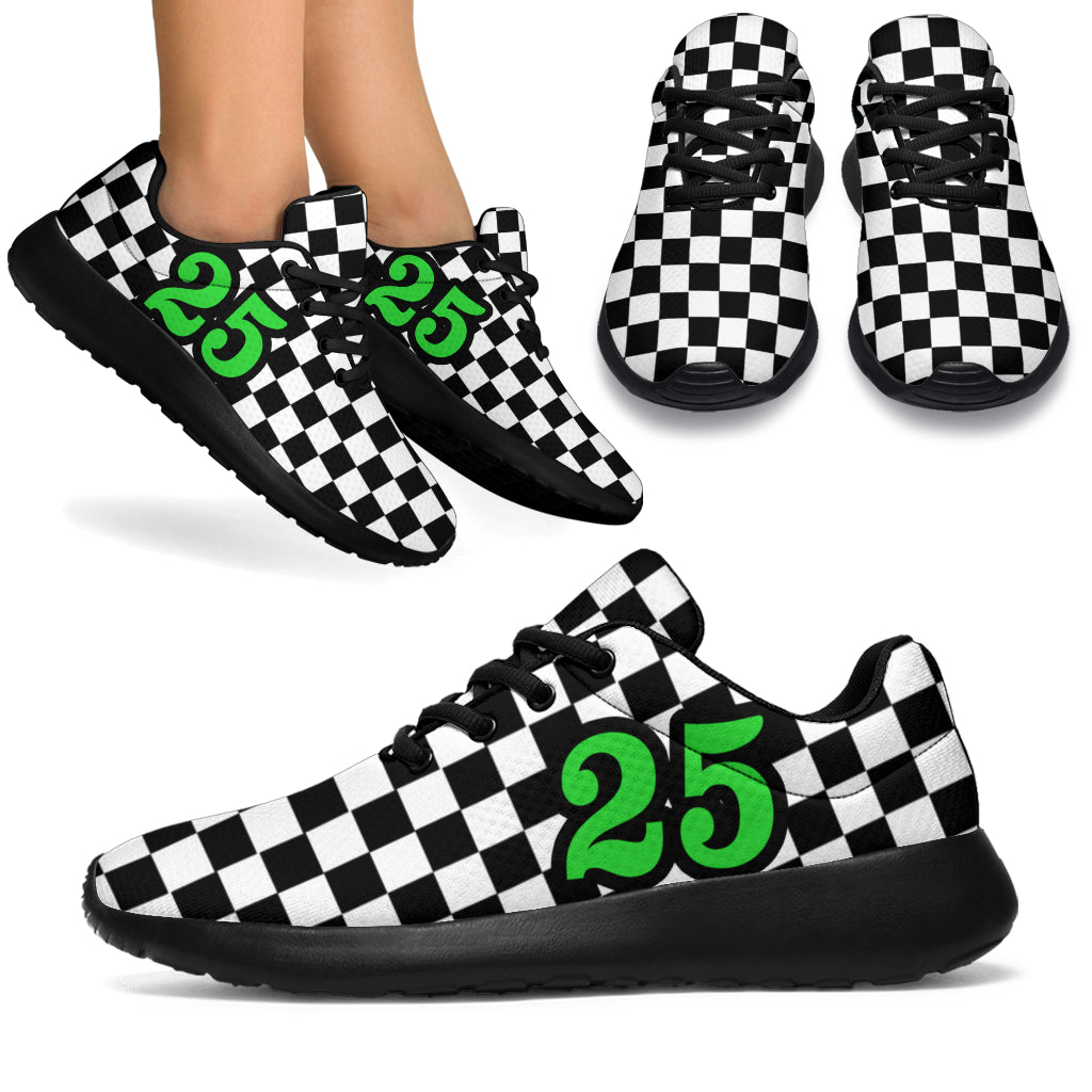 custom racing sneakers number 25 Green