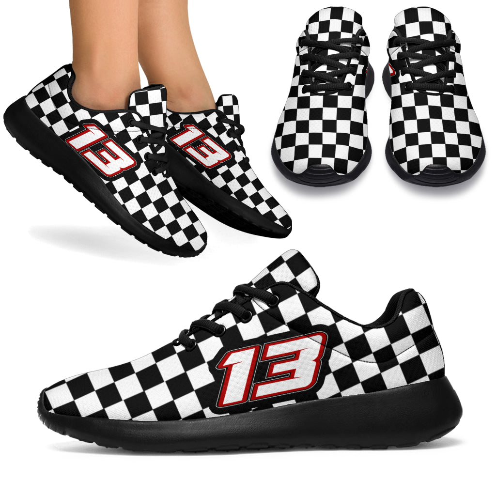 Custom Racing Checkered Sneakers Number 13
