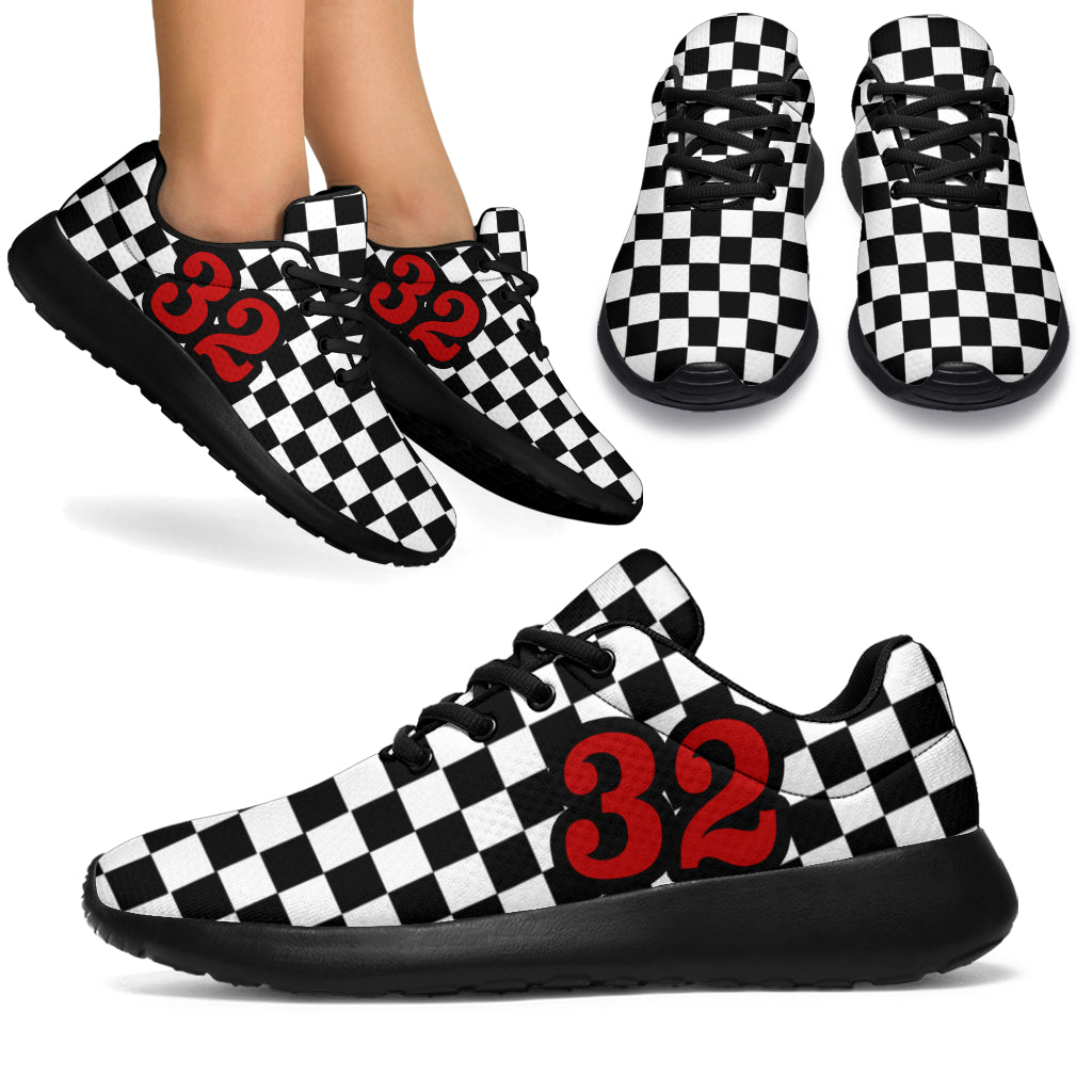 custom racing sneakers number 32 red