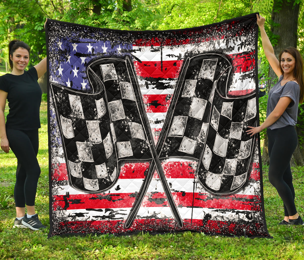 Racing Checkered USA Flag Quilt