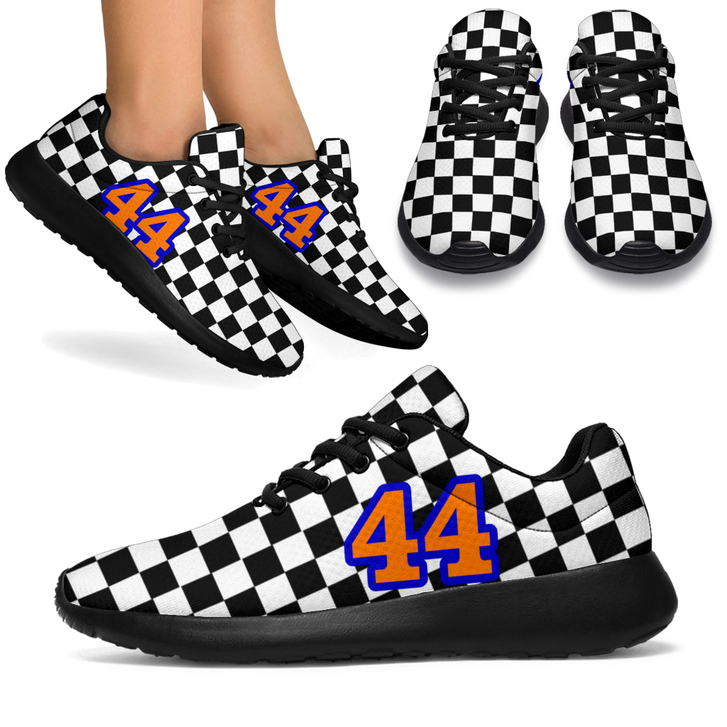 custom racing sneakers number 44 orange/blue v1