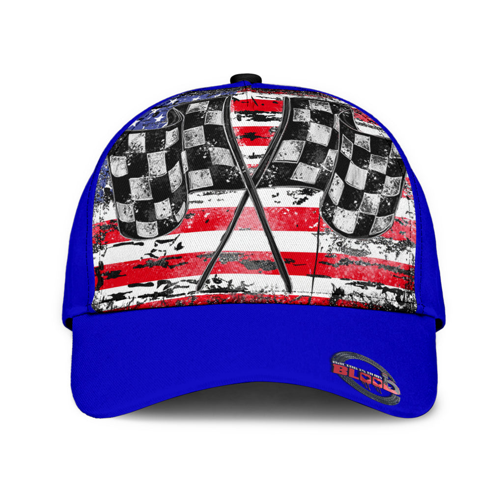 USA Racing Checkered Flag Classic Cap Blue