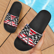 Racing checkered usa flag slide sandals