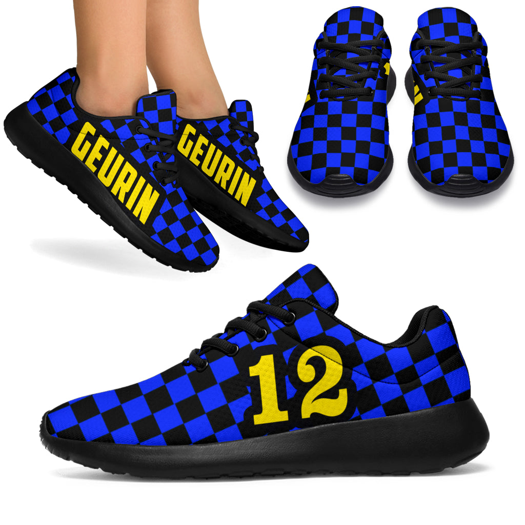 custom racing sneakers number 12/Geurin yellow/blue