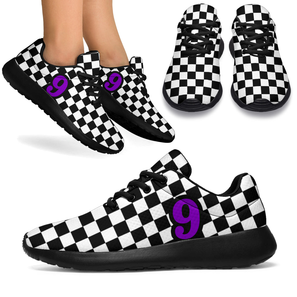 custom racing sneakers number 9 purple