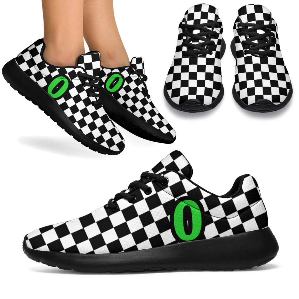 custom racing sneakers number 0 Green